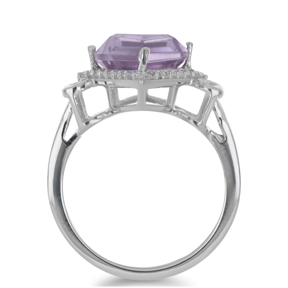 Silberring mit Rose De France Amethyst und weißem Topas 2 