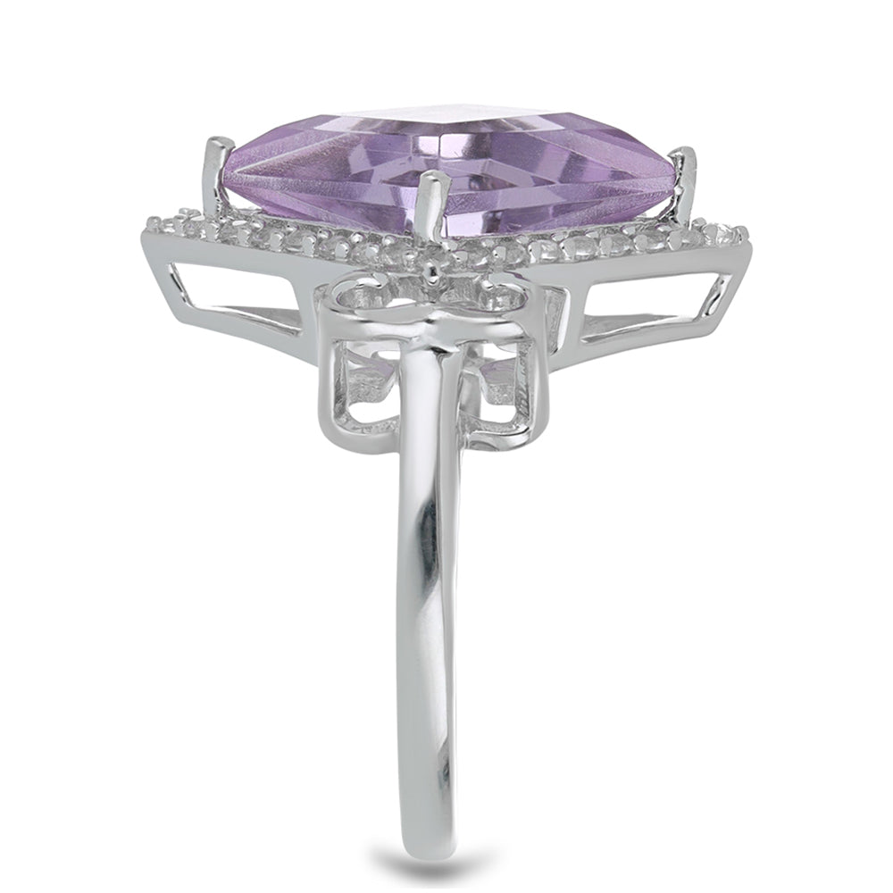 Silberring mit Rose De France Amethyst und weißem Topas 4 