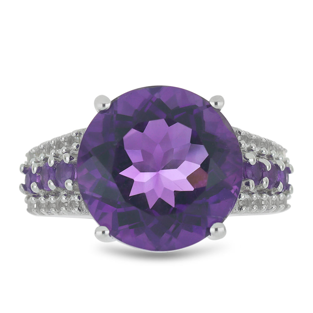 Silberring mit marokkanischem Amethyst und weißem Topas