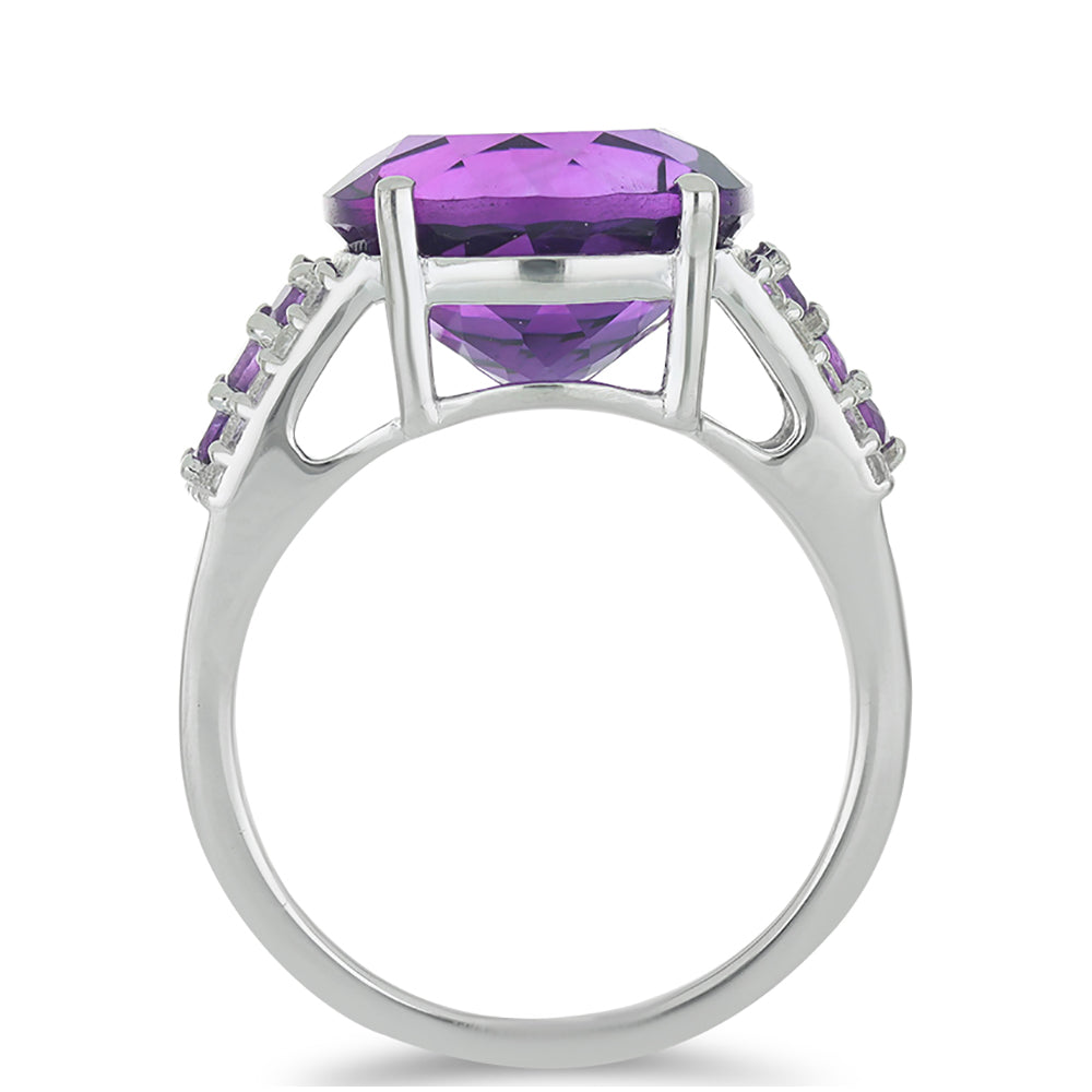 Silberring mit marokkanischem Amethyst und weißem Topas