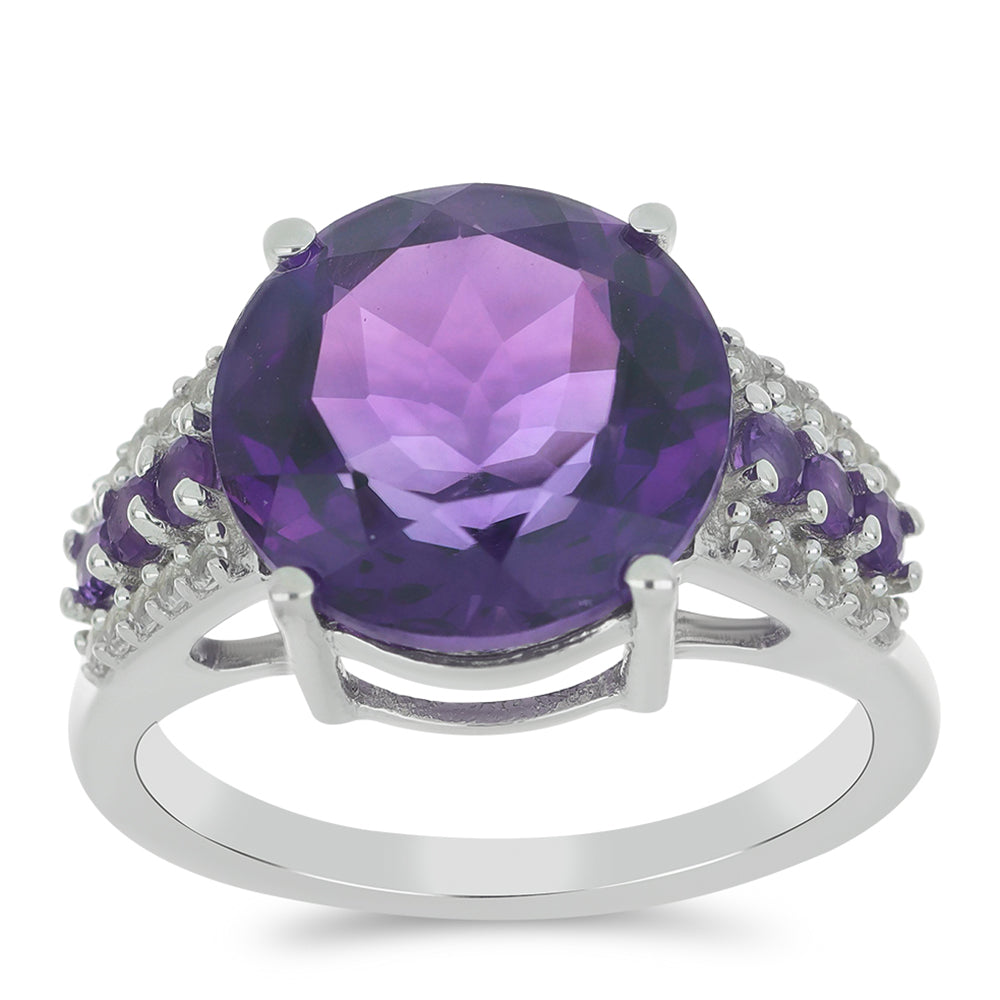 Silberring mit marokkanischem Amethyst und weißem Topas 3 