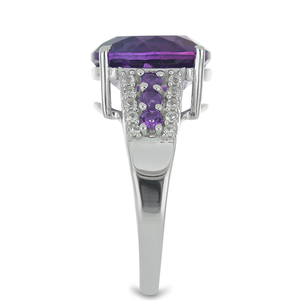 Silberring mit marokkanischem Amethyst und weißem Topas