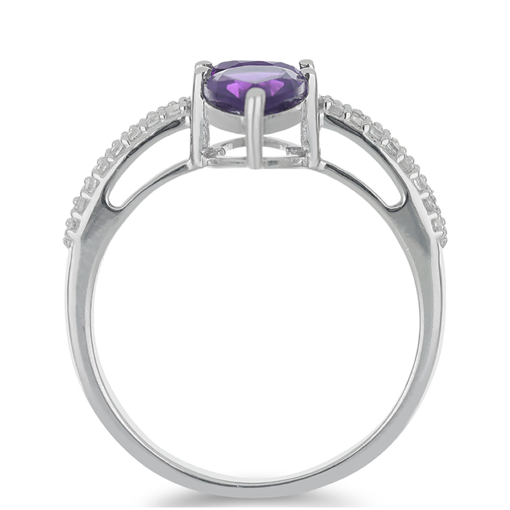 Silberring mit marokkanischem Amethyst und weißem Topas