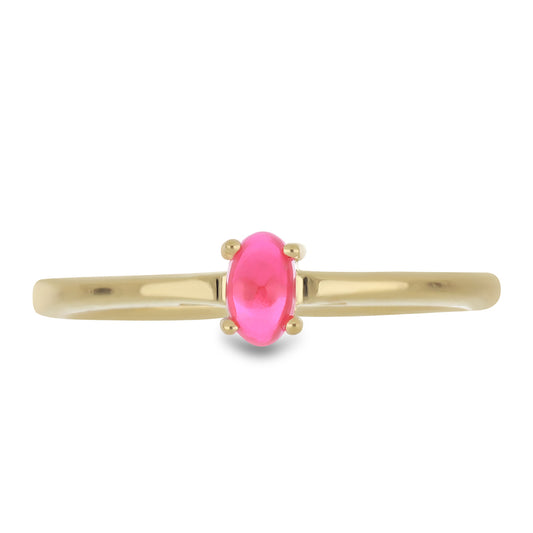 Goldplattierter Silberring mit rosa Opal aus Lega Dembi