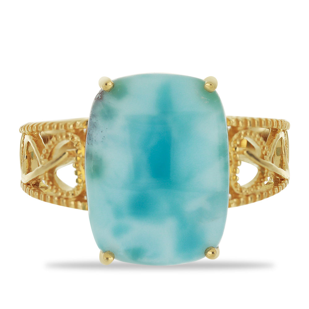 Goldplattierter Silberring mit Larimar 1 