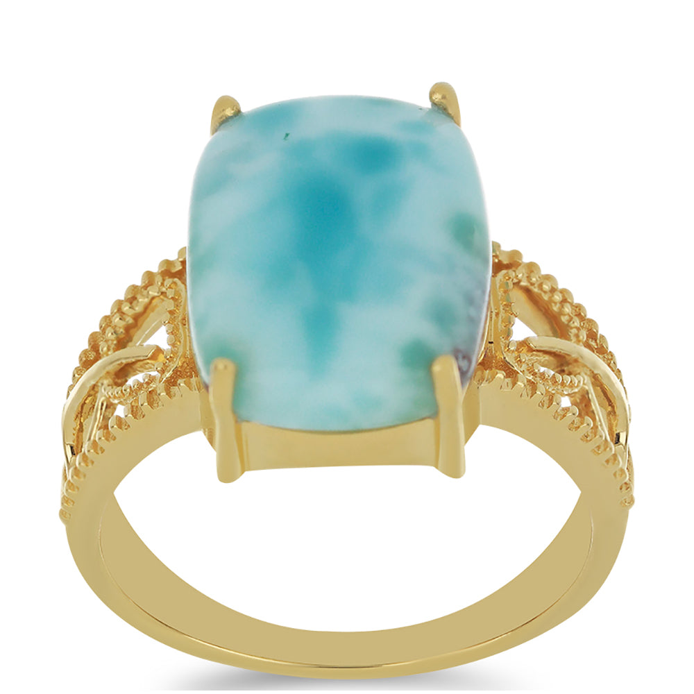 Goldplattierter Silberring mit Larimar