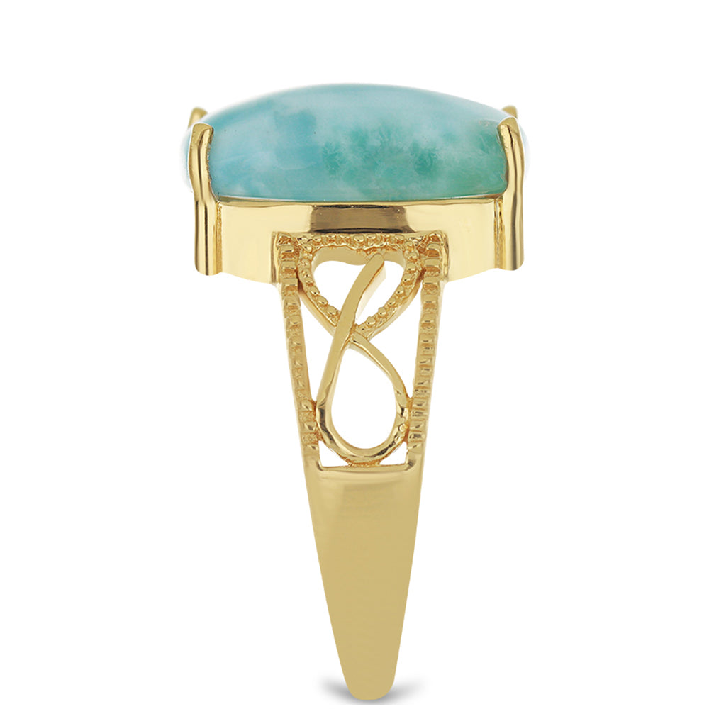 Goldplattierter Silberring mit Larimar 4 