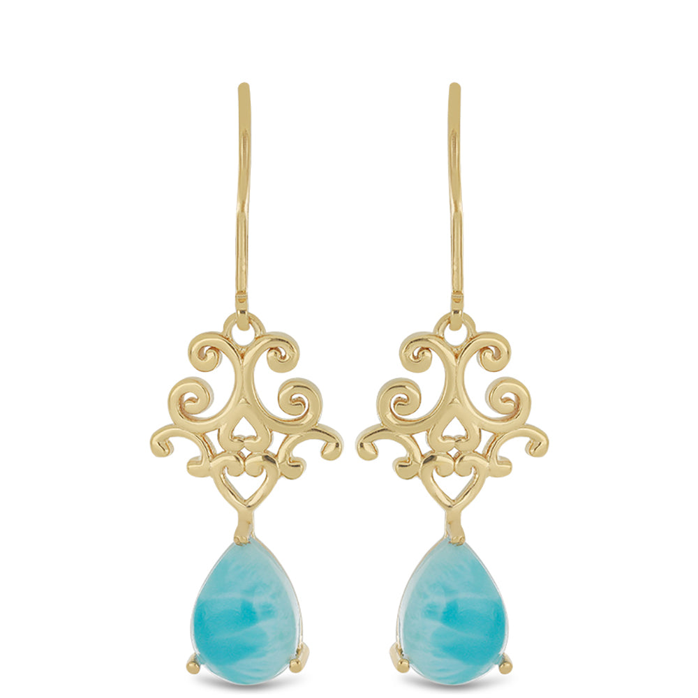 Goldplattierte Silberohrringe mit Larimar