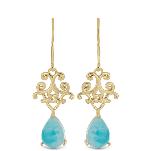 Goldplattierte Silberohrringe mit Larimar