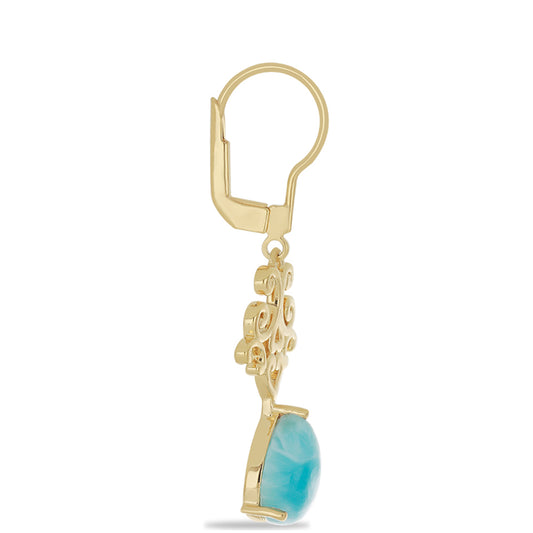 Goldplattierte Silberohrringe mit Larimar