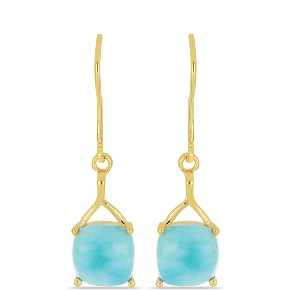 Goldplattierte Silberohrringe mit Larimar 1 