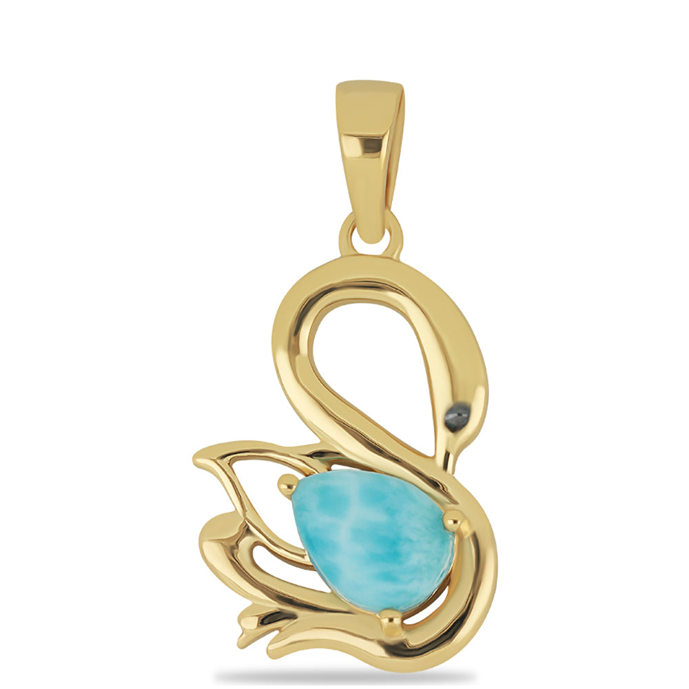 Goldplattierter Silberanhänger mit Larimar 1 