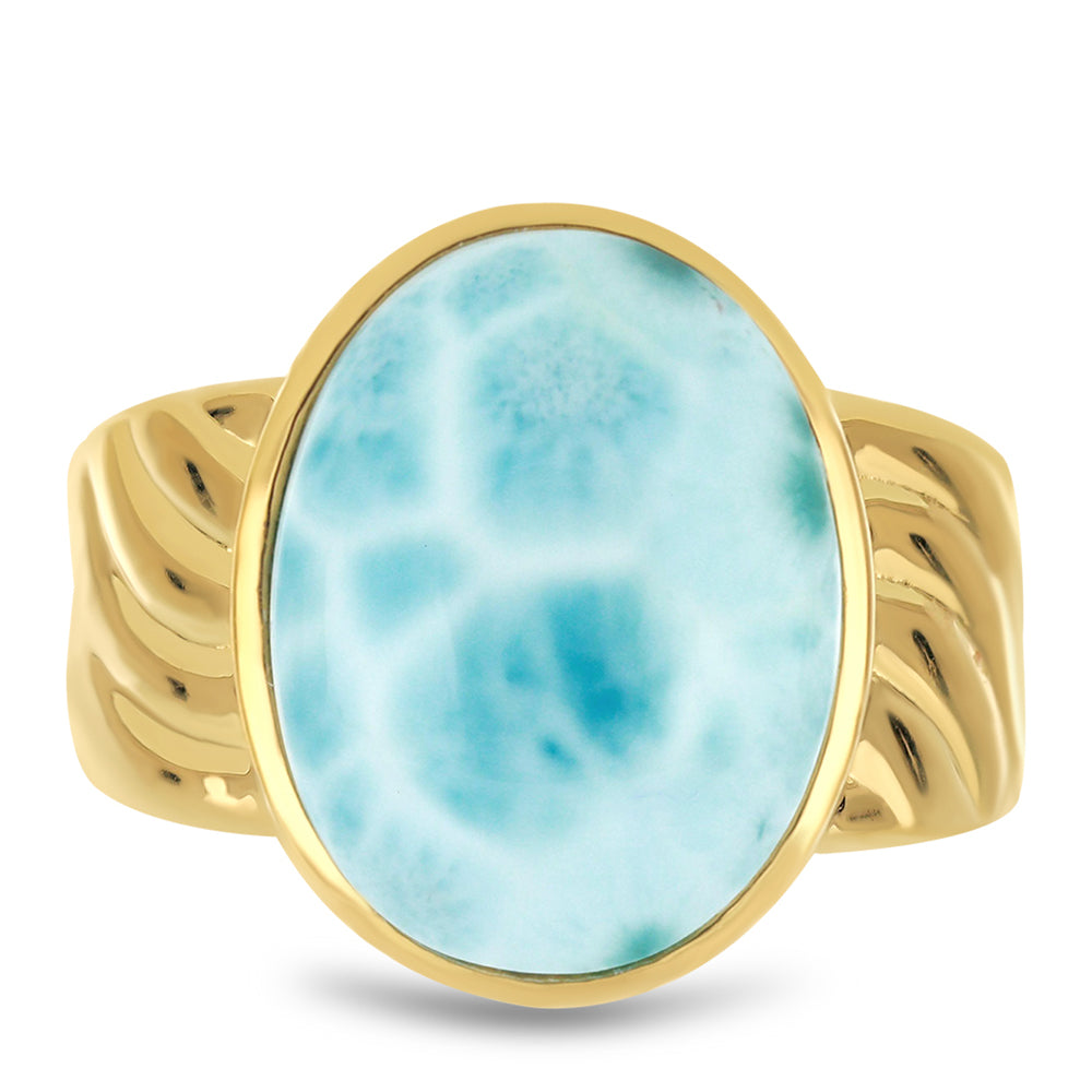 Goldplattierter Silberring mit Larimar 1 