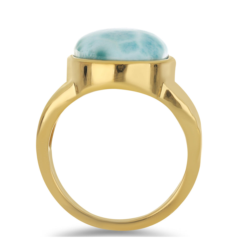 Goldplattierter Silberring mit Larimar 2 