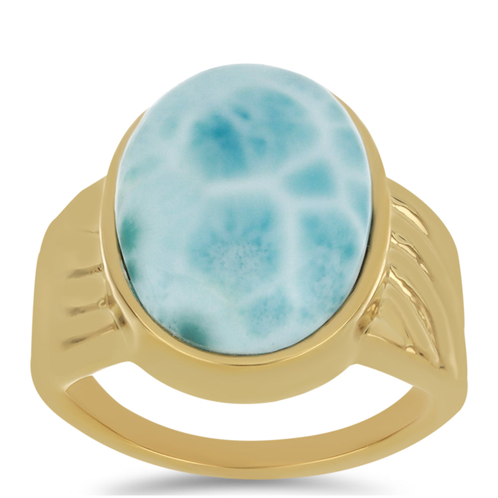 Goldplattierter Silberring mit Larimar 3 