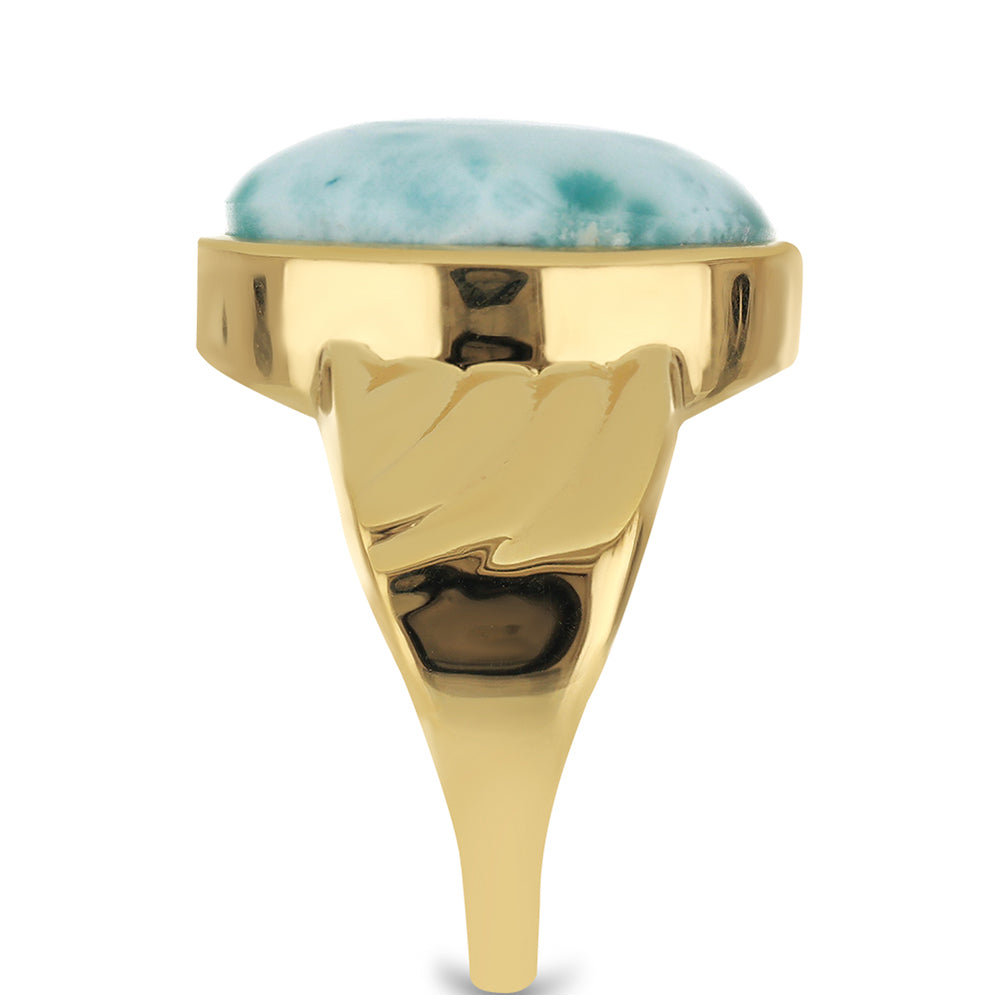 Goldplattierter Silberring mit Larimar