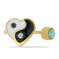 Goldplattierter Silberring mit Emaille und Larimar