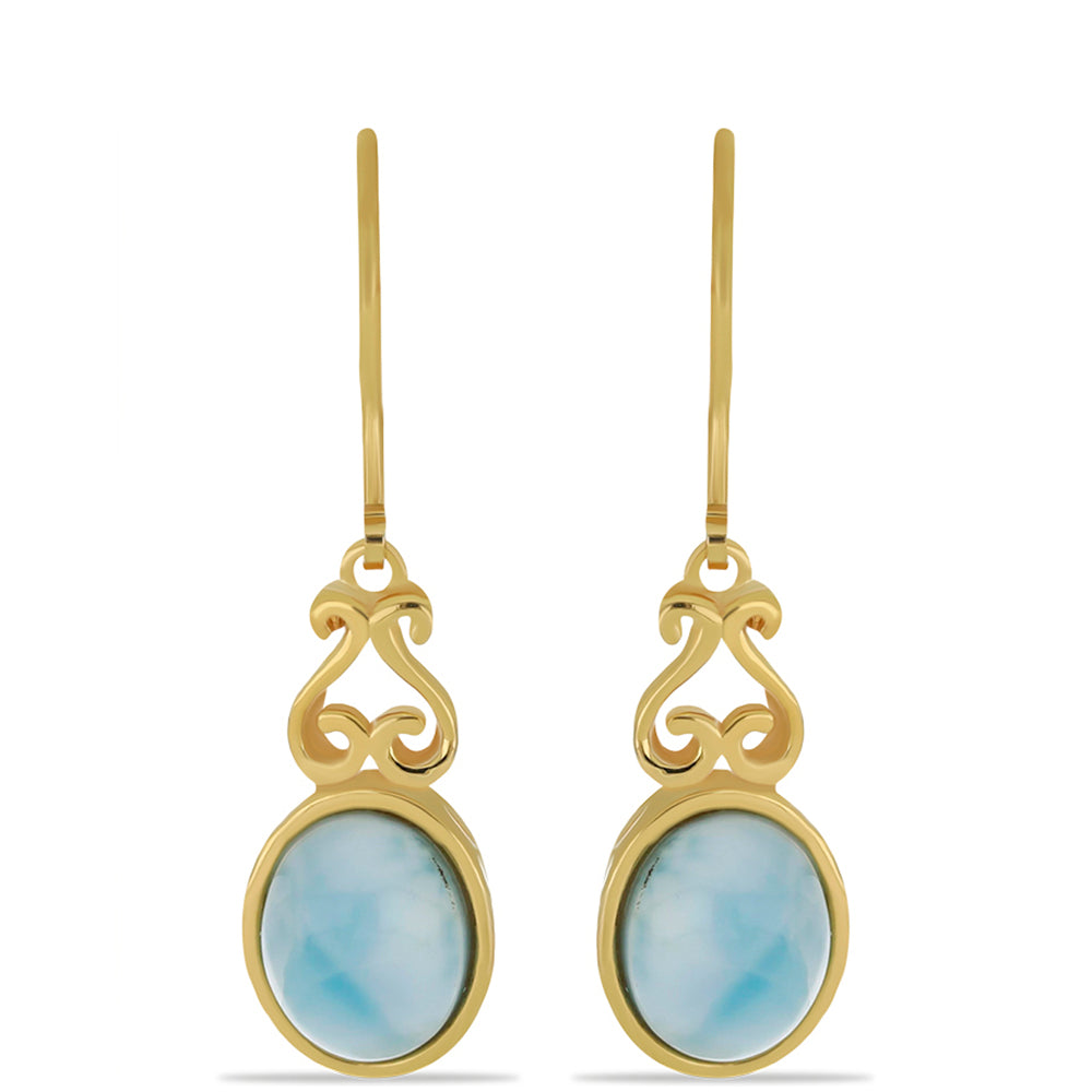 Goldplattierte Silberohrringe mit Larimar