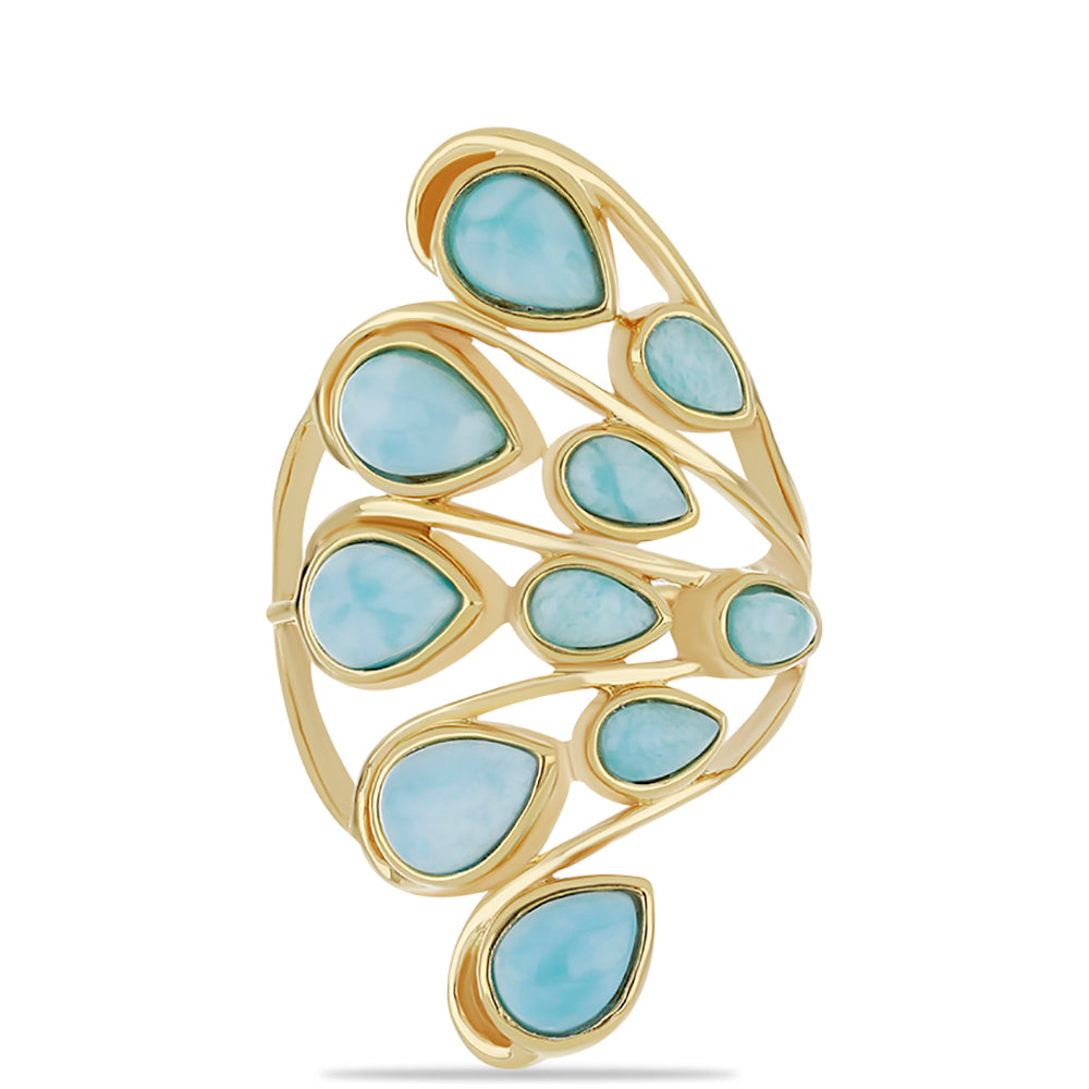 Goldplattierter Silberring mit Larimar 1 