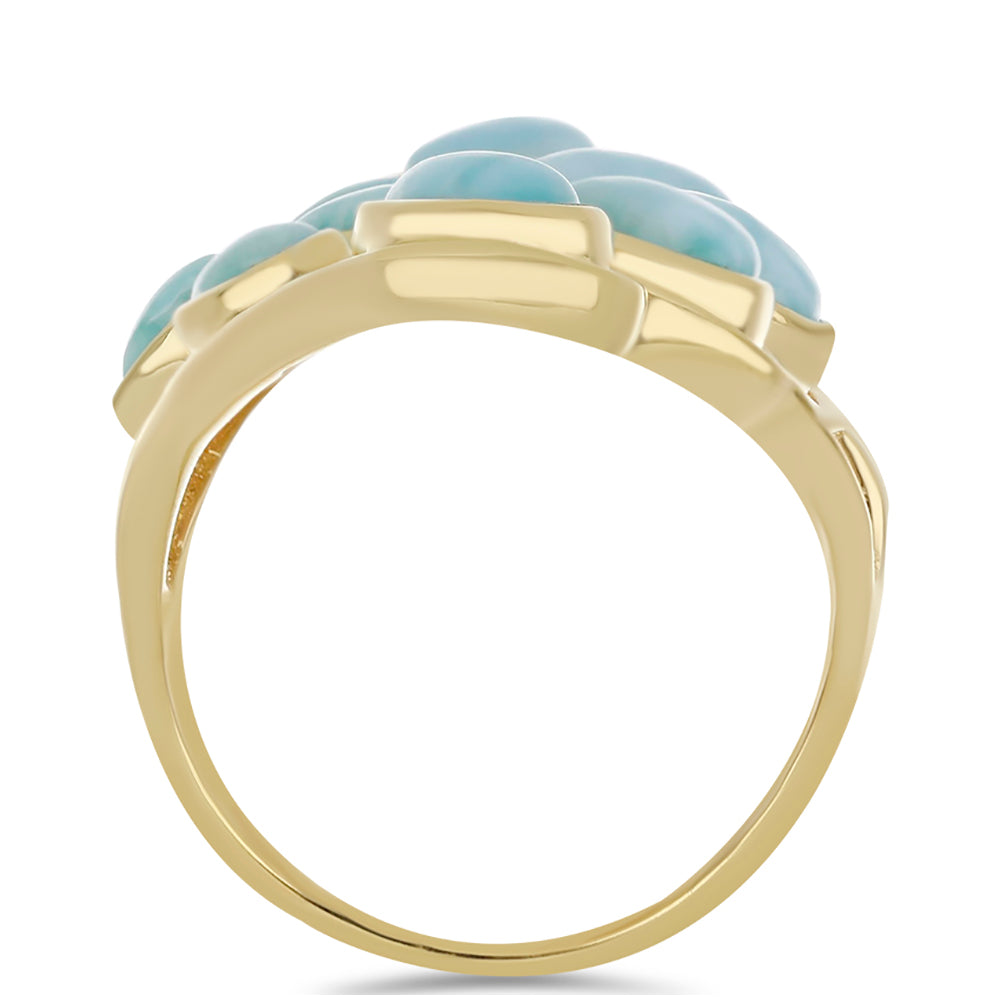 Goldplattierter Silberring mit Larimar