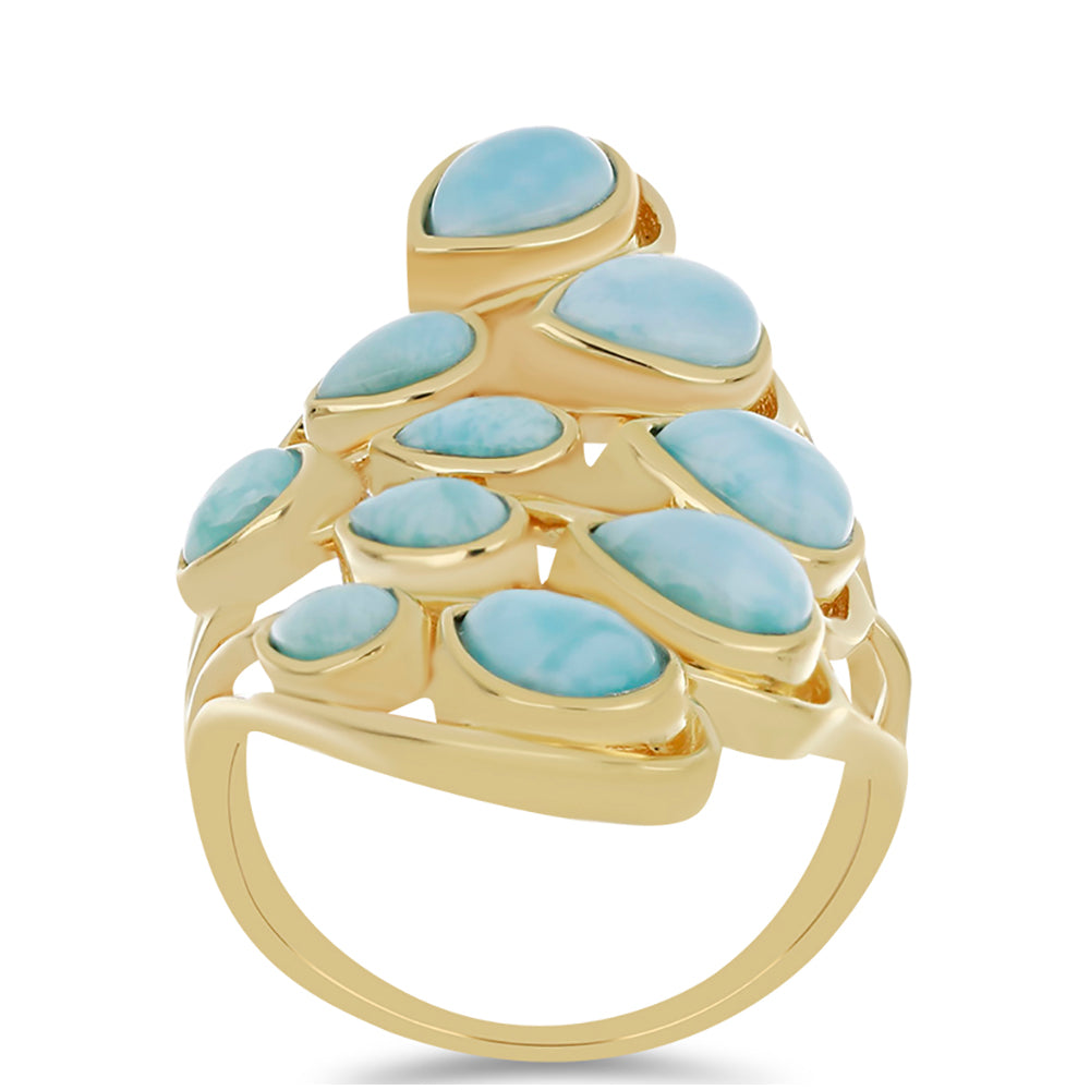 Goldplattierter Silberring mit Larimar