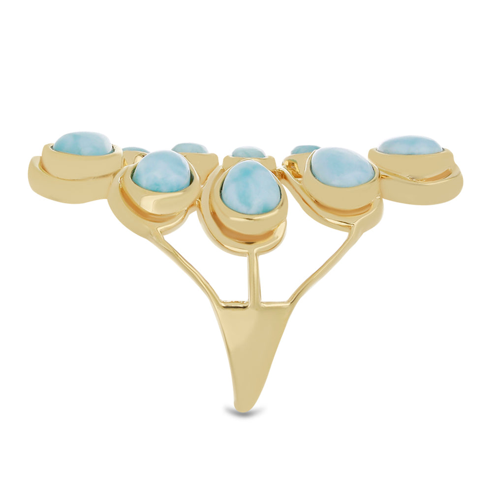 Goldplattierter Silberring mit Larimar