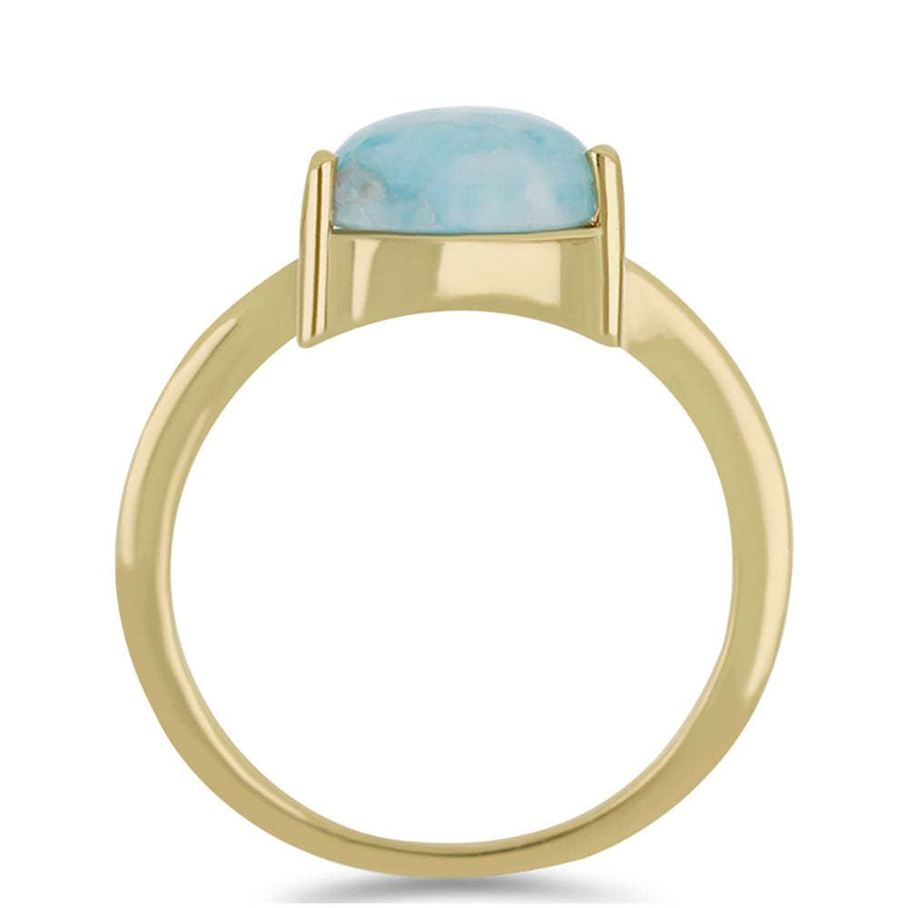 Goldplattierter Silberring mit Larimar und weißem Topas