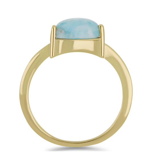 Goldplattierter Silberring mit Larimar und weißem Topas