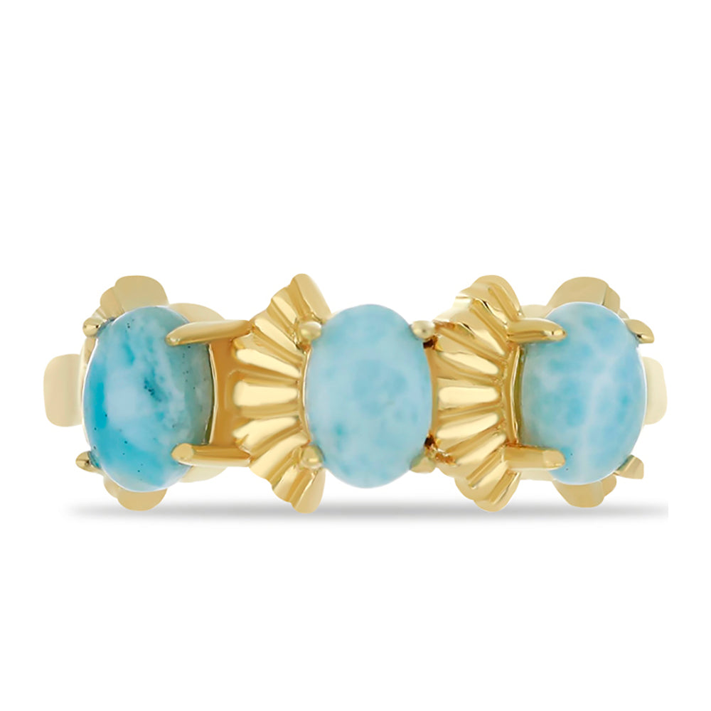 Goldplattierter Silberring mit Larimar 1 