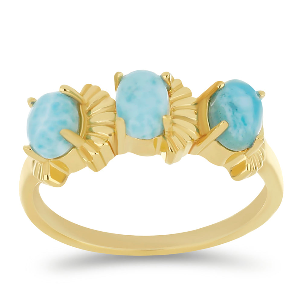 Goldplattierter Silberring mit Larimar