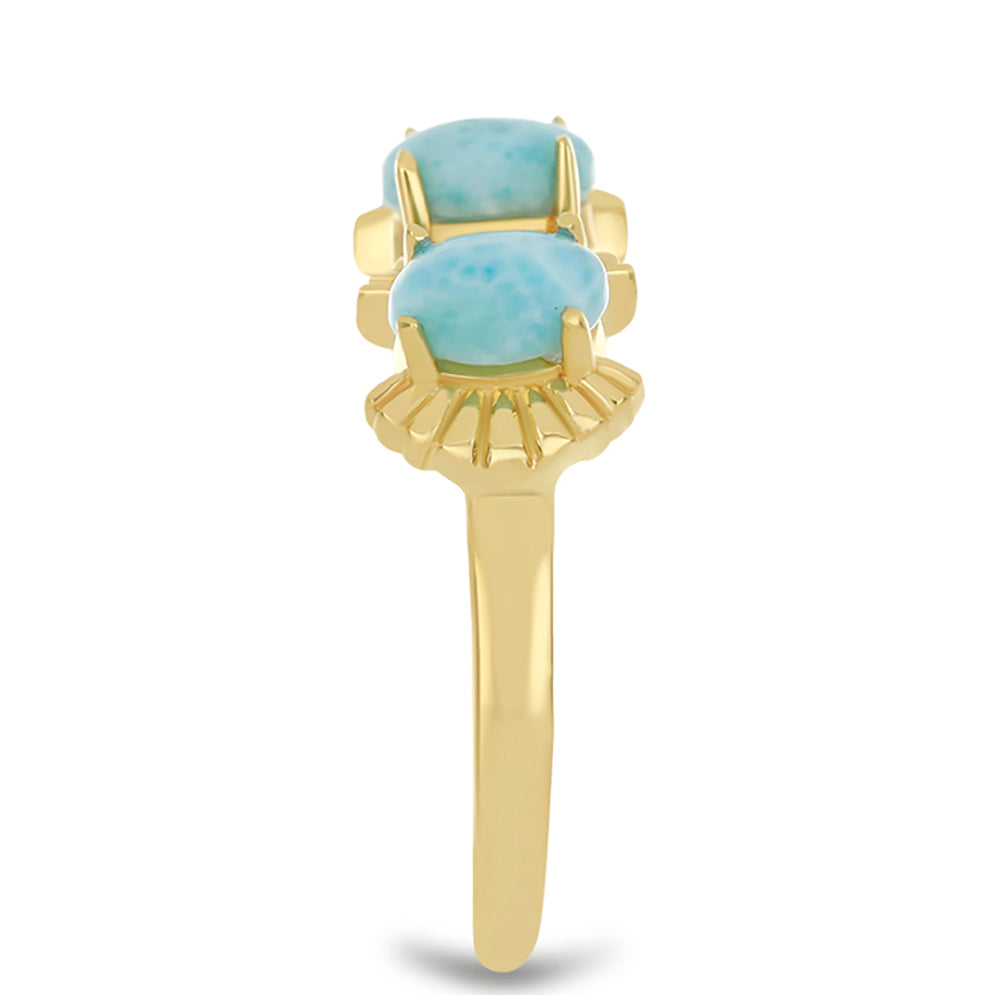 Goldplattierter Silberring mit Larimar