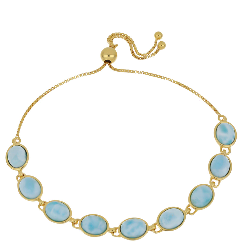 Goldplattiertes Silberarmband mit Larimar 1 