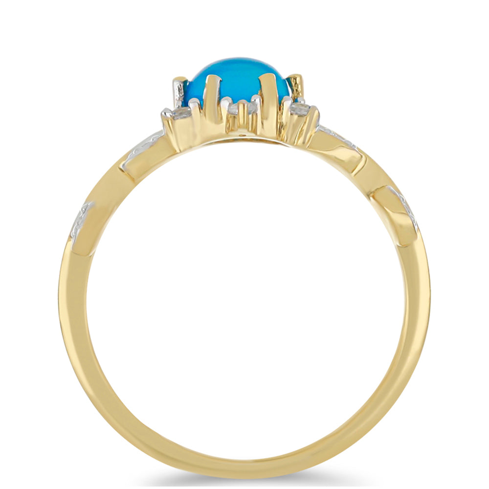 Goldplattierter Silberring mit äthiopischem Paraiba-Blauopal und weißem Topas