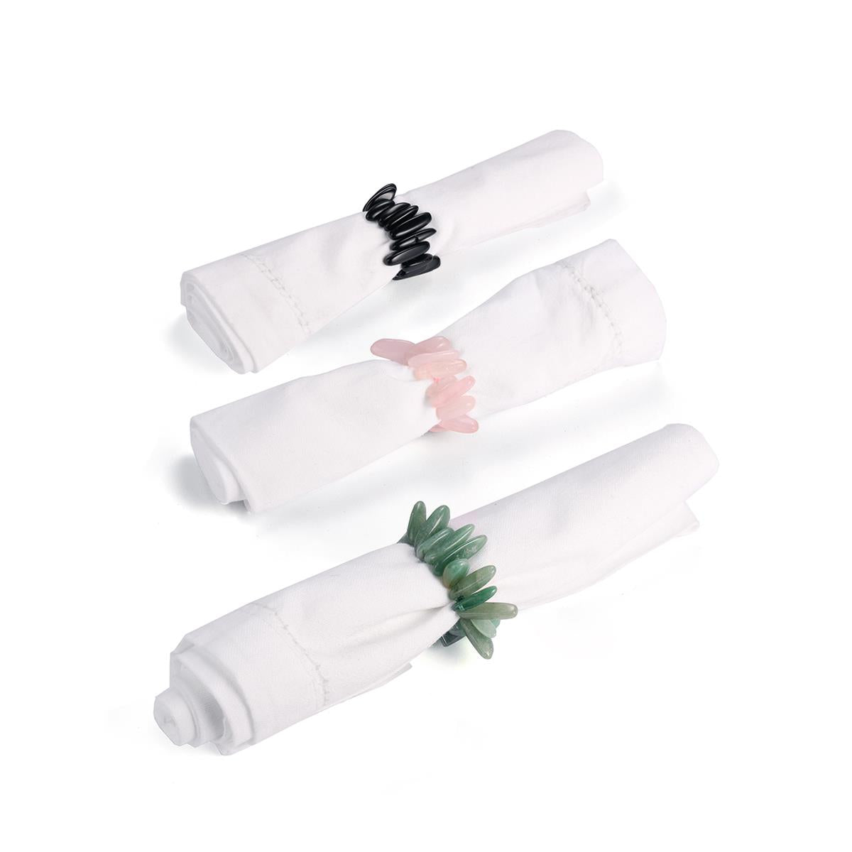 Gemporia: Set of 4 Gemstone Napkin Rings - Rose Quartz ATGW 240 carats 1 